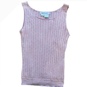 Belldini Pink Silk Blend Beaded Shimmer Knit Tank Top Womens Large Scoop Neck